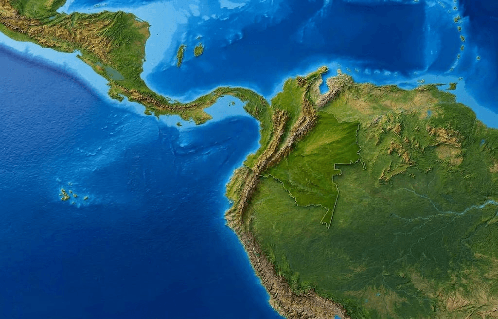 Mapa de relieve del territorio nacional continental e insular de Colombia